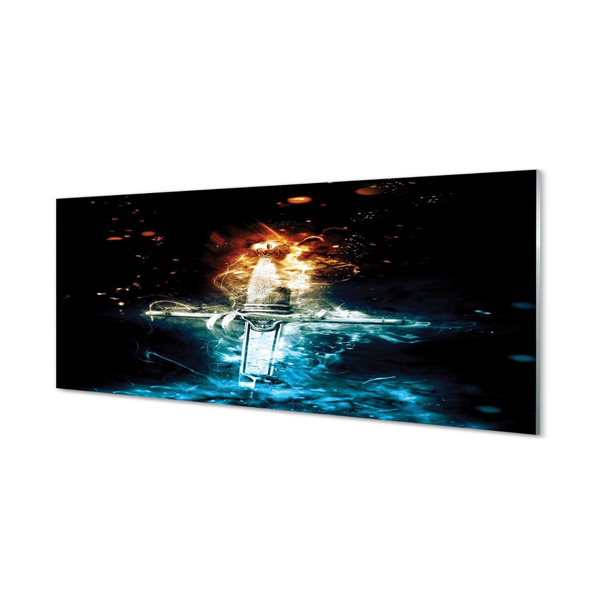 Szklany lacobel + klej Miecz kolorowe dymy 125x50 cm