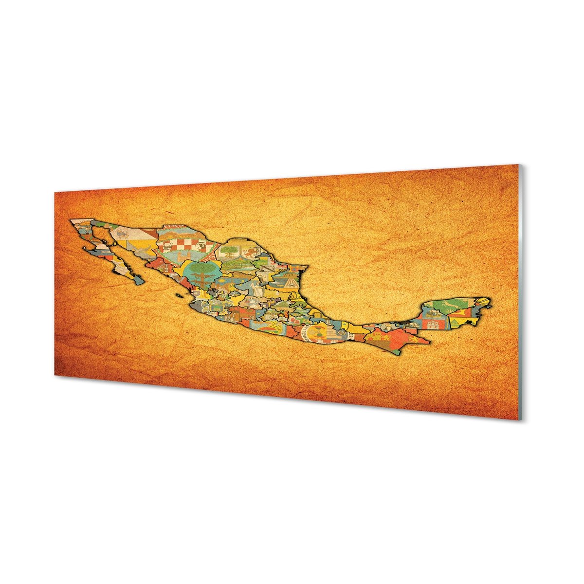 Panel szklany klej Kolorowa mapa 125x50 cm