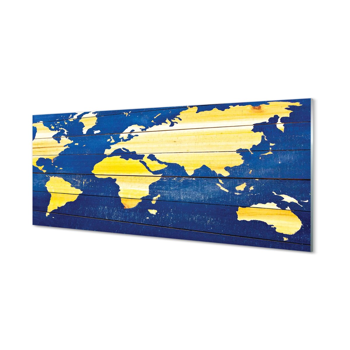 Szklany panel Mapa na niebieskich deskach 125x50 cm