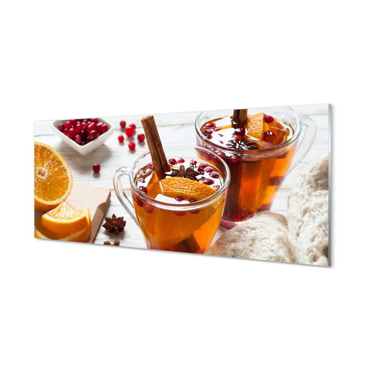 Kuchenny panel szklany Herbata zimowa kubek 125x50 cm