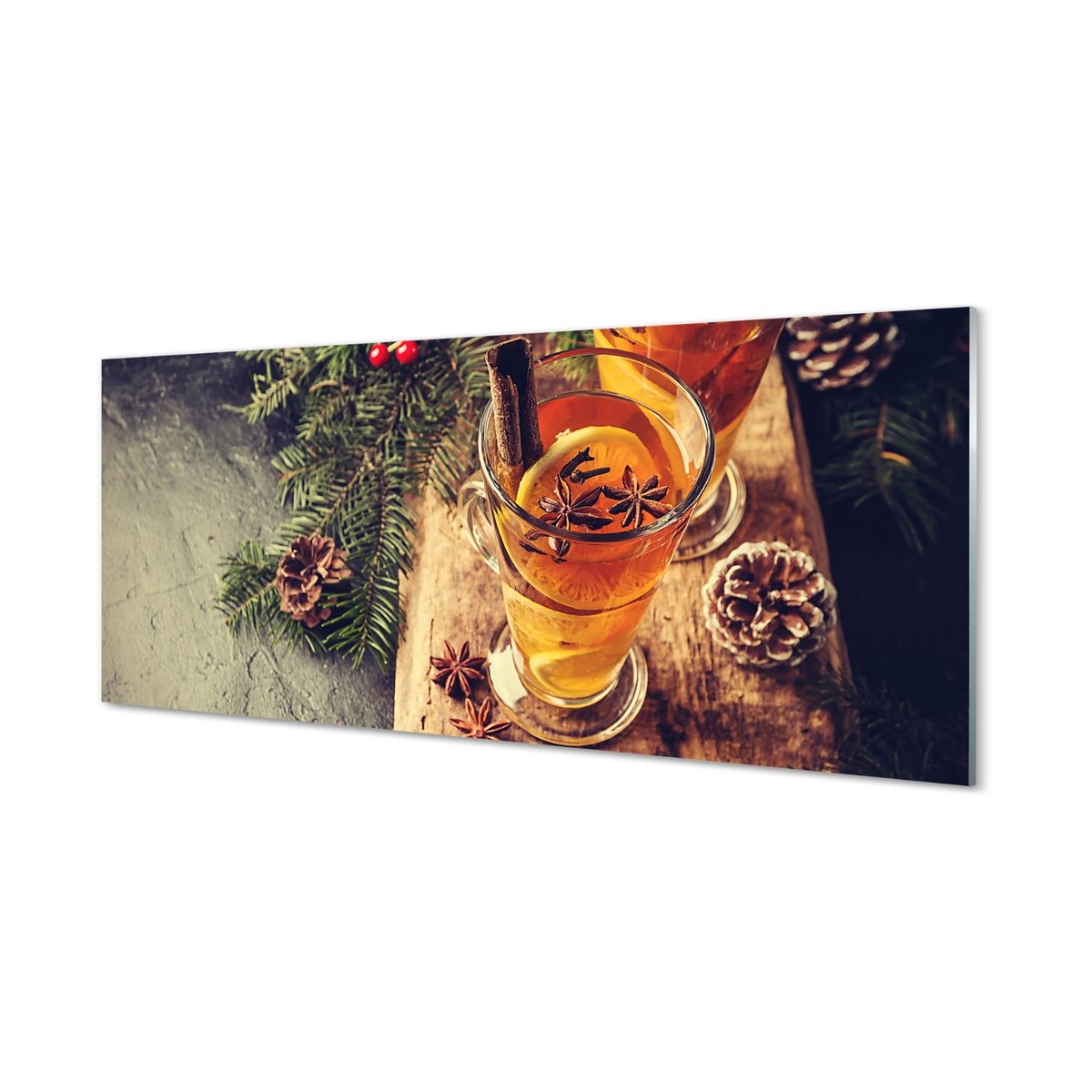 Szklany panel Herbata zimowa goździki 125x50 cm