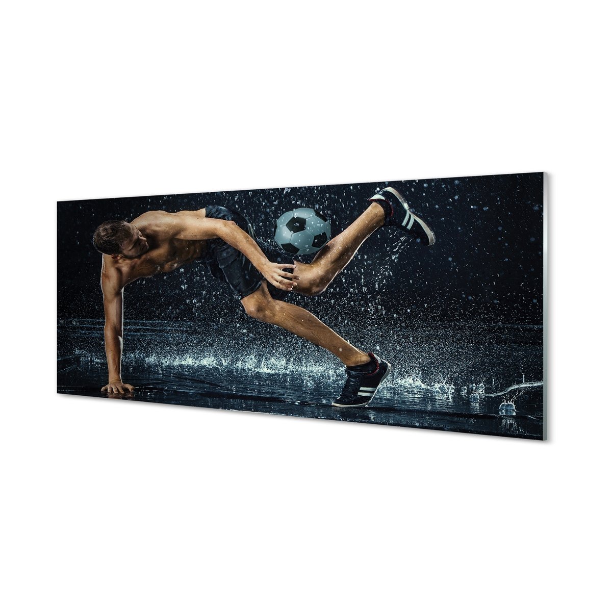 Nowoczesny panel  Człowiek piłka deszcz 125x50 cm