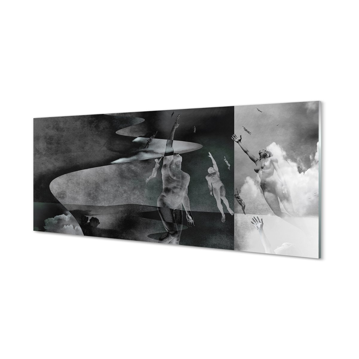 Ścienny panel Niebo czarno białe ludzie 125x50 cm
