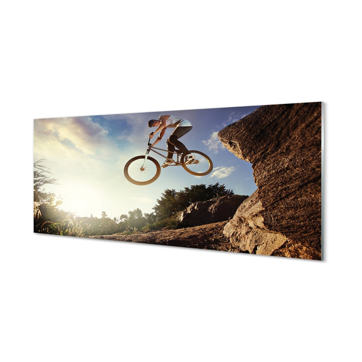 Lacobel szkło Rower góry chmury niebo 125x50 cm