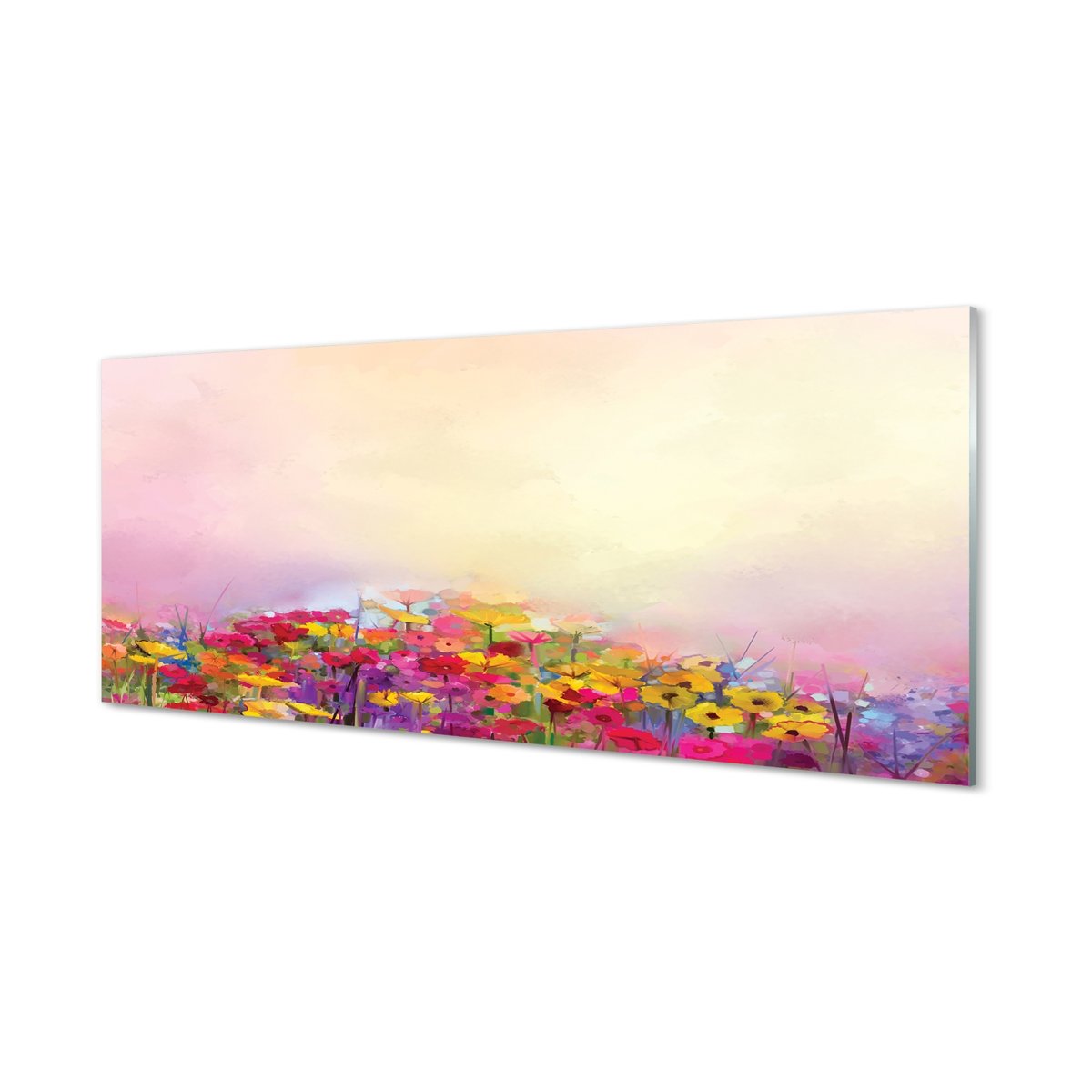 Lacobel z grafiką + klej Obraz kwiaty niebo 125x50 cm