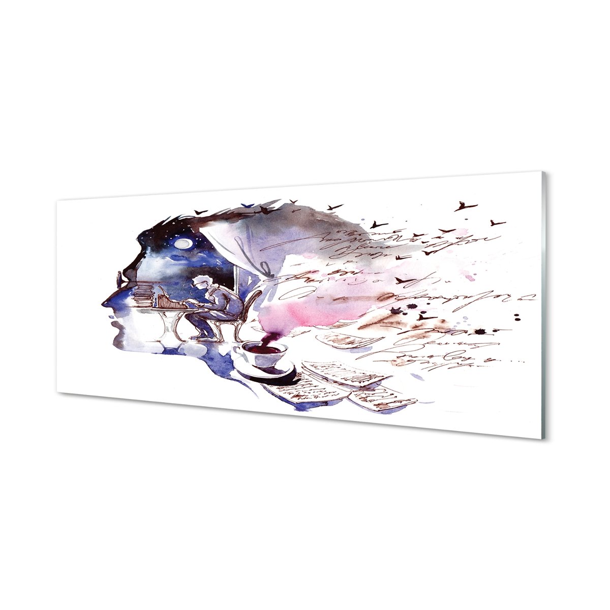 Panel szklany dekor Obraz człowiek twarz 125x50 cm