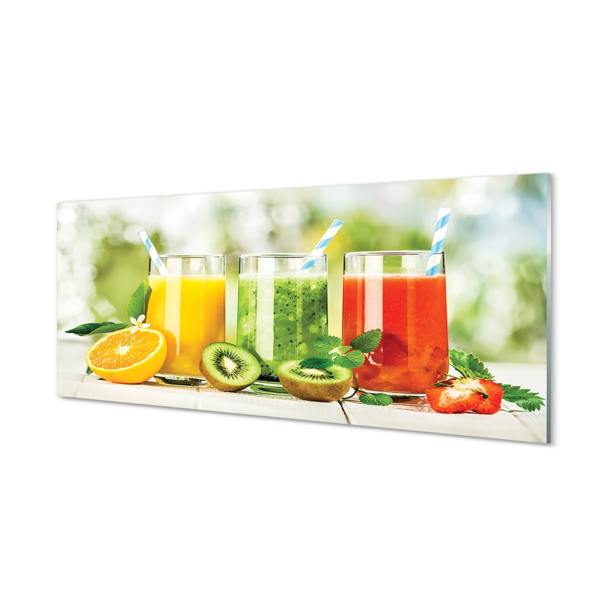Szklany panel Koktajle truskawka kiwi 125x50 cm