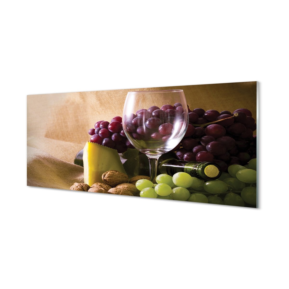 Szklany panel Winogrona pusty kieliszek 125x50 cm