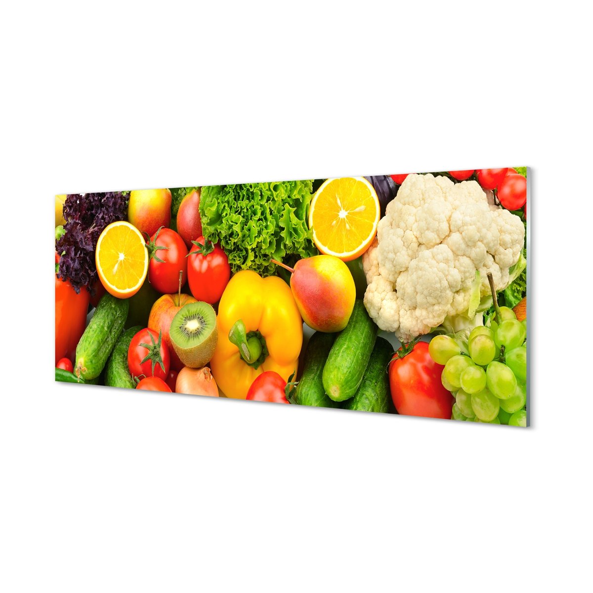 Panel szklany dekor Kalafior kiwi ogórek 125x50 cm