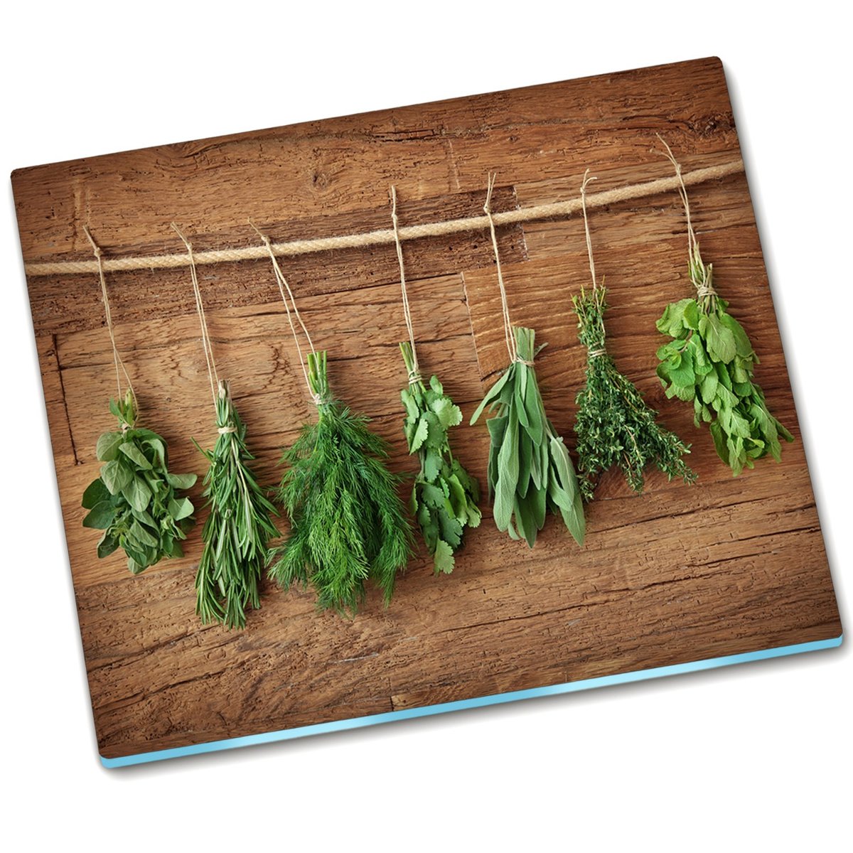 Deska do krojenia szkło Zioła Drewno - 60x52 cm