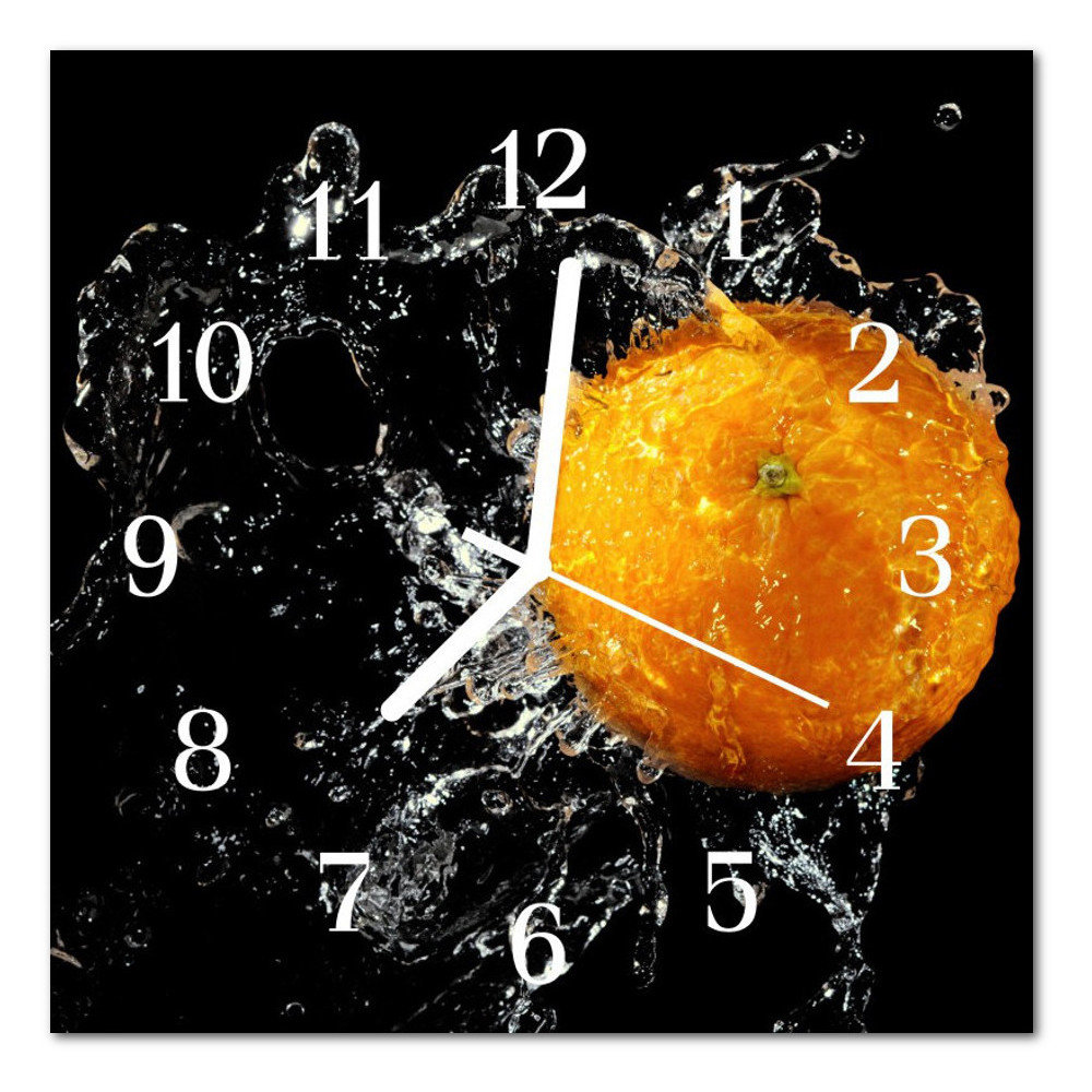Zegar szklany ścienny Cichy Pomarańczowy Owoc
