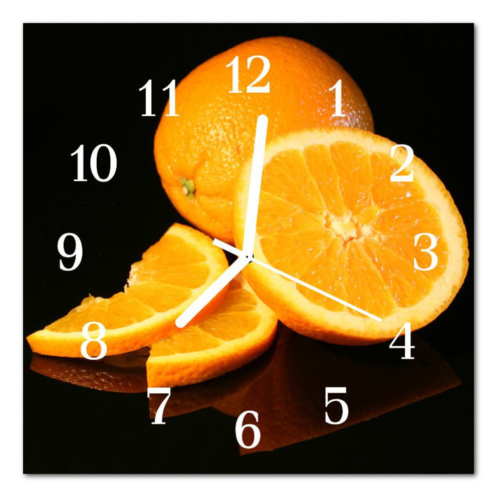 Zegar szklany ścienny Cichy Pomarańcze Owoc