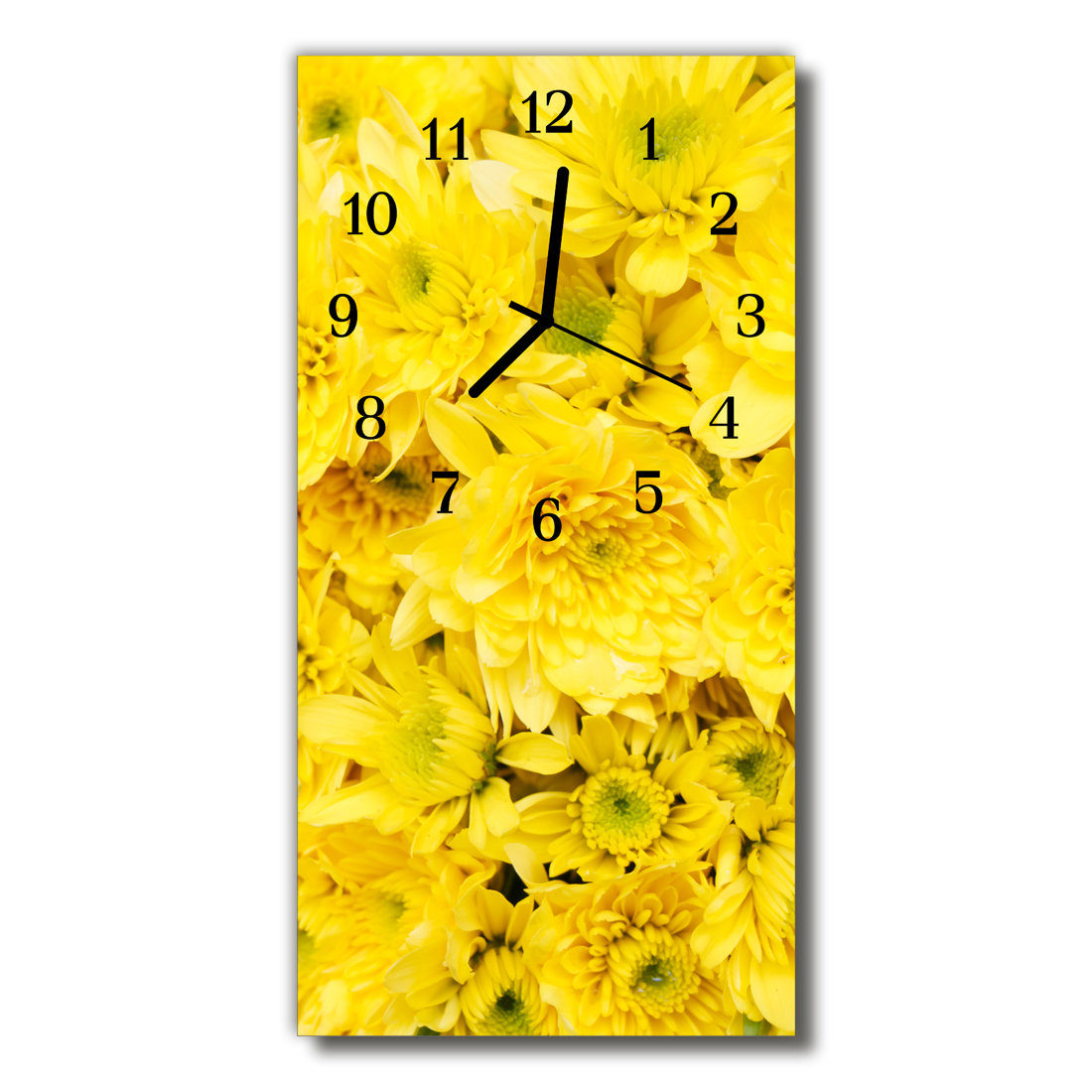 Zegar szklany pionowy Kwiaty Kwiaty żółty