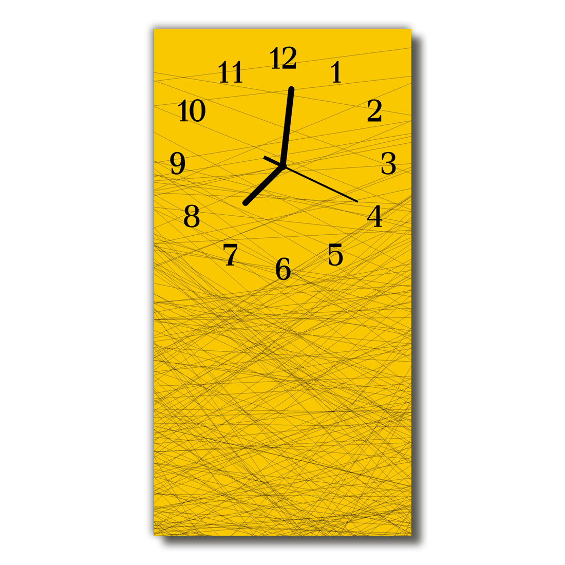 Zegar szklany pionowy Sztuka Linie żółty