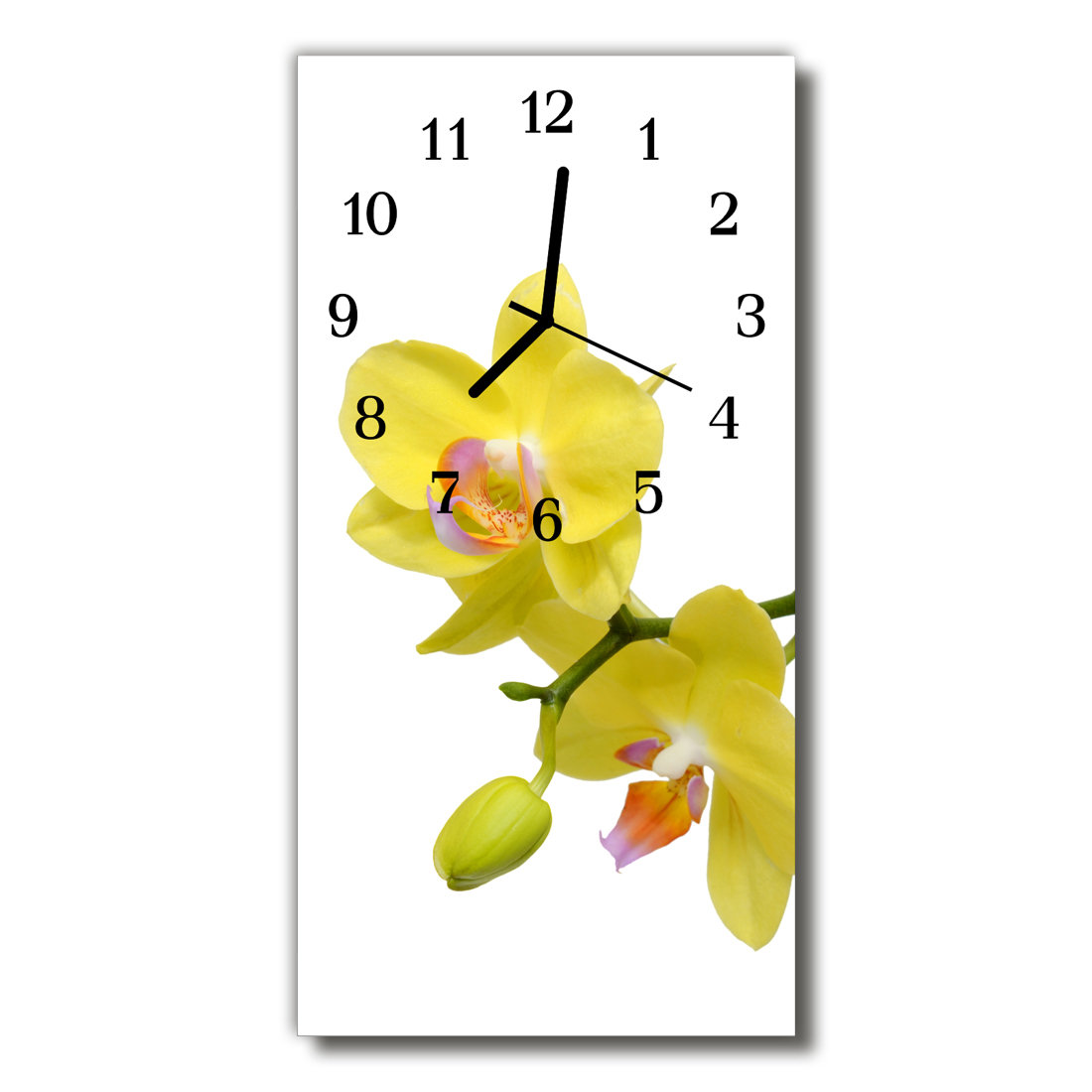 Zegar szklany Kwiaty Storczyk orchidea żółty