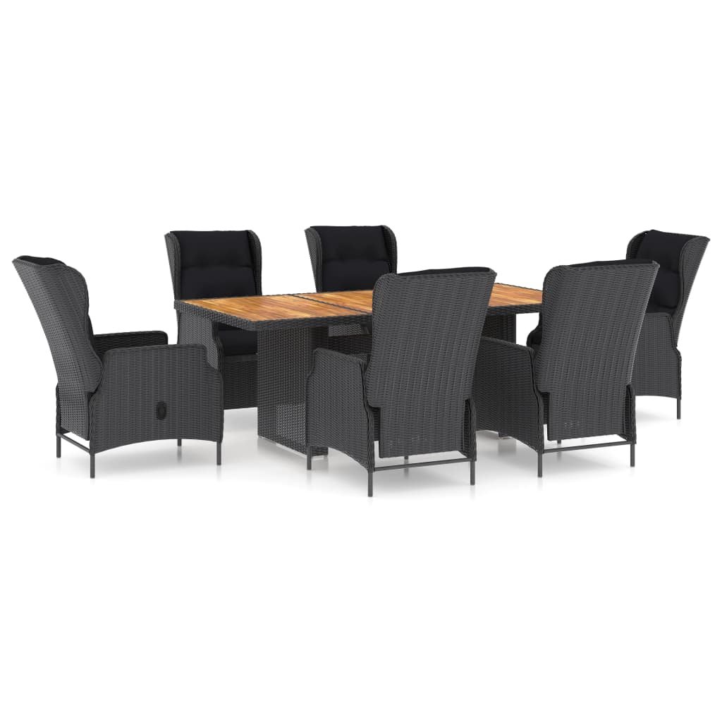 vidaXL 7-cz. zestaw mebli ogrodowych, poduszki, rattan PE, ciemnoszary 3060137