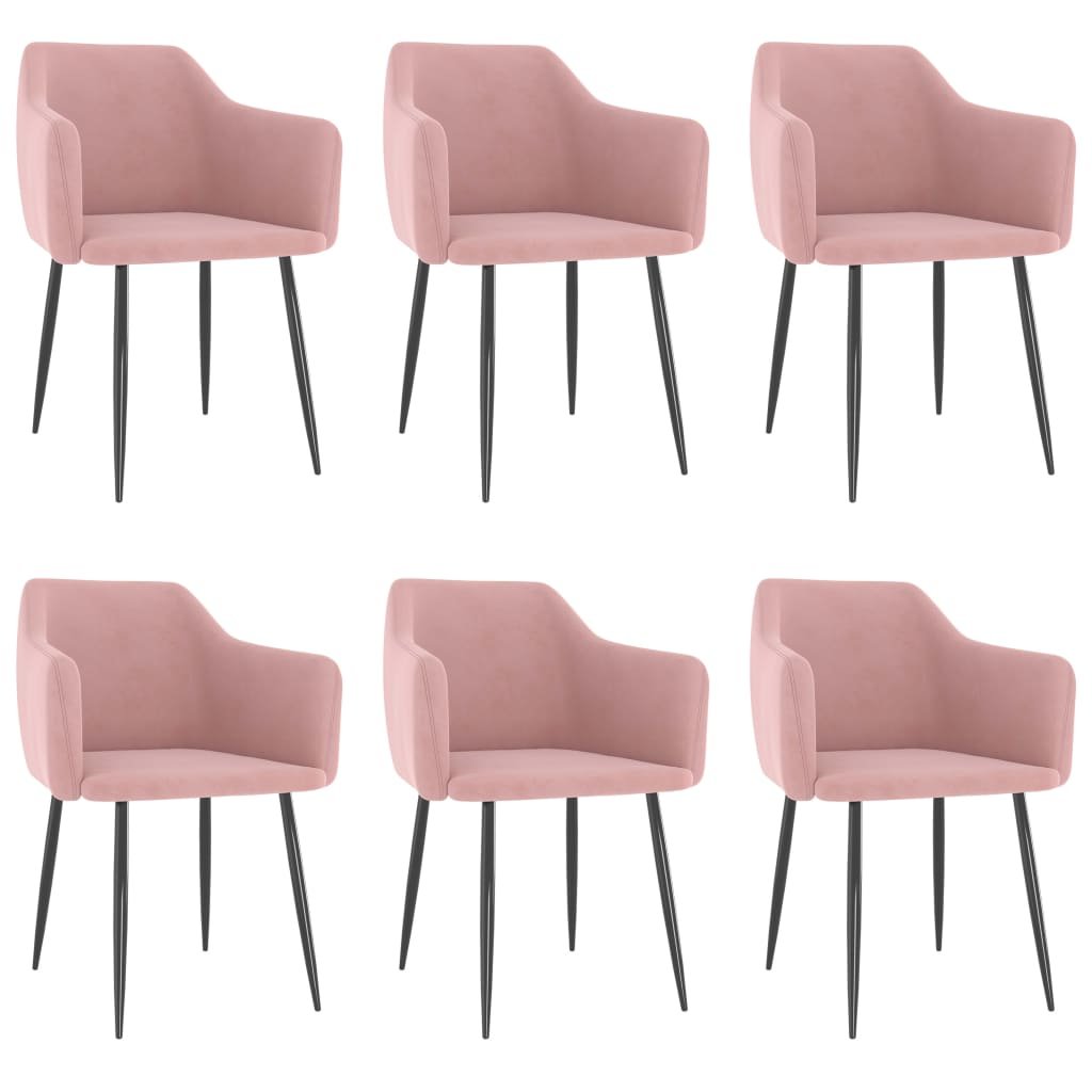 vidaXL Lumarko Krzesła stołowe, 6 szt., różowe, obite aksamitem! 3068657