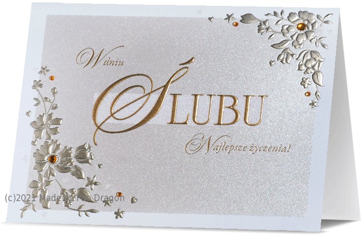 Kartka na ślub perłowa Silver 06