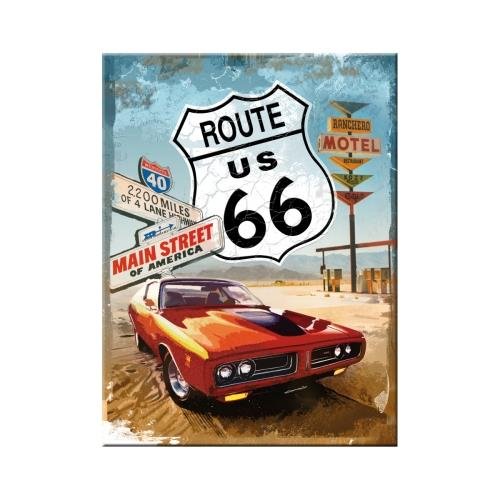 Art Nostalgic 14229 US klasy i kategorie dróg Route 66 Red Car, magnes, 8 x 6 cm 14229