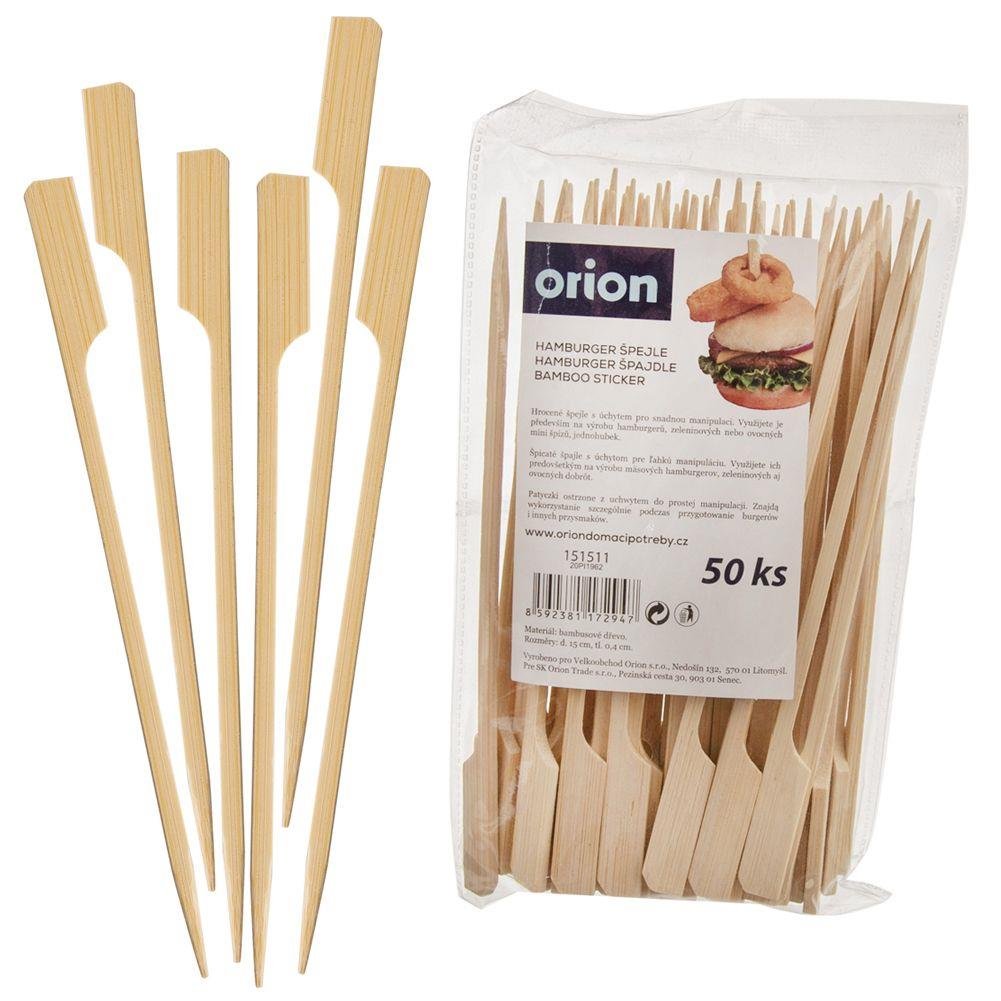 Orion Wykałaczki drewniane szpikulce bambusowe do przystawek przekąsek burgerów szaszłyków 15 cm 50 O-151511 + O-151511