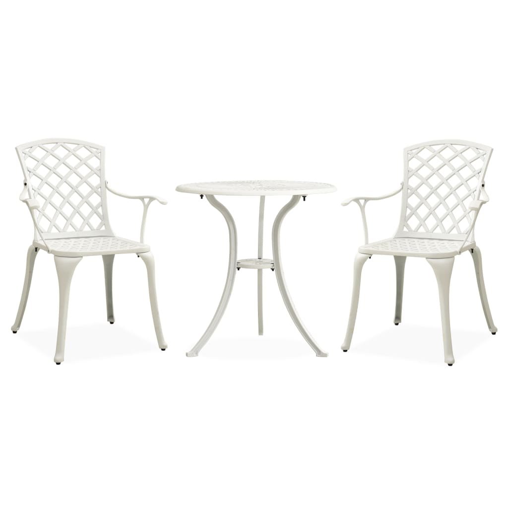 vidaXL 3-cz zestaw mebli bistro ze stopu aluminium biały   315593