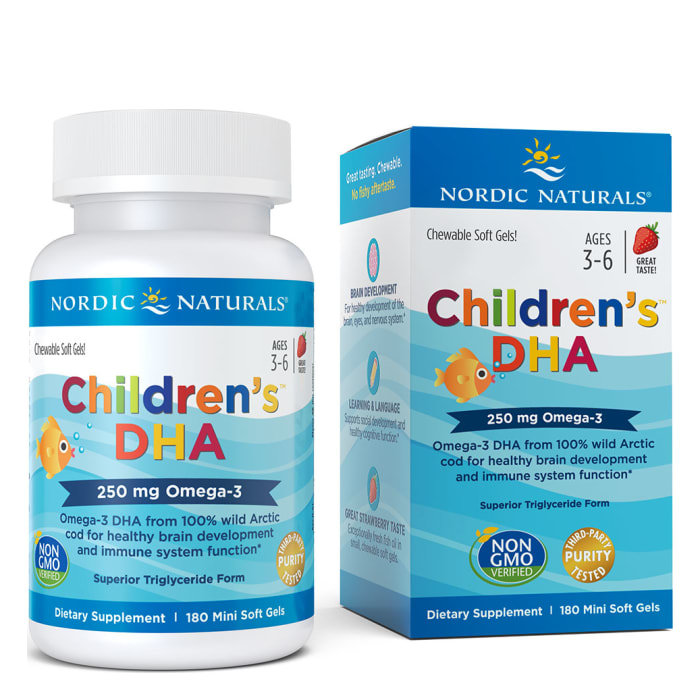 Omega Pharma NORDIC NATURALS Nordic Naturals Childrens DHA 3 225mg dla dzieci 3+ smak truskawkowy 180 kapsułek 1125067
