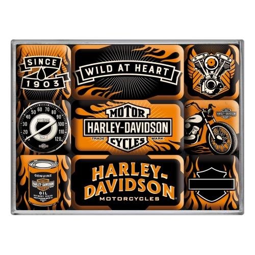 Nostalgic-Art 83096 Harley-Davidson H-D  Wild AT Heart, zestaw -częściowy, 9teilig na magnes 83096