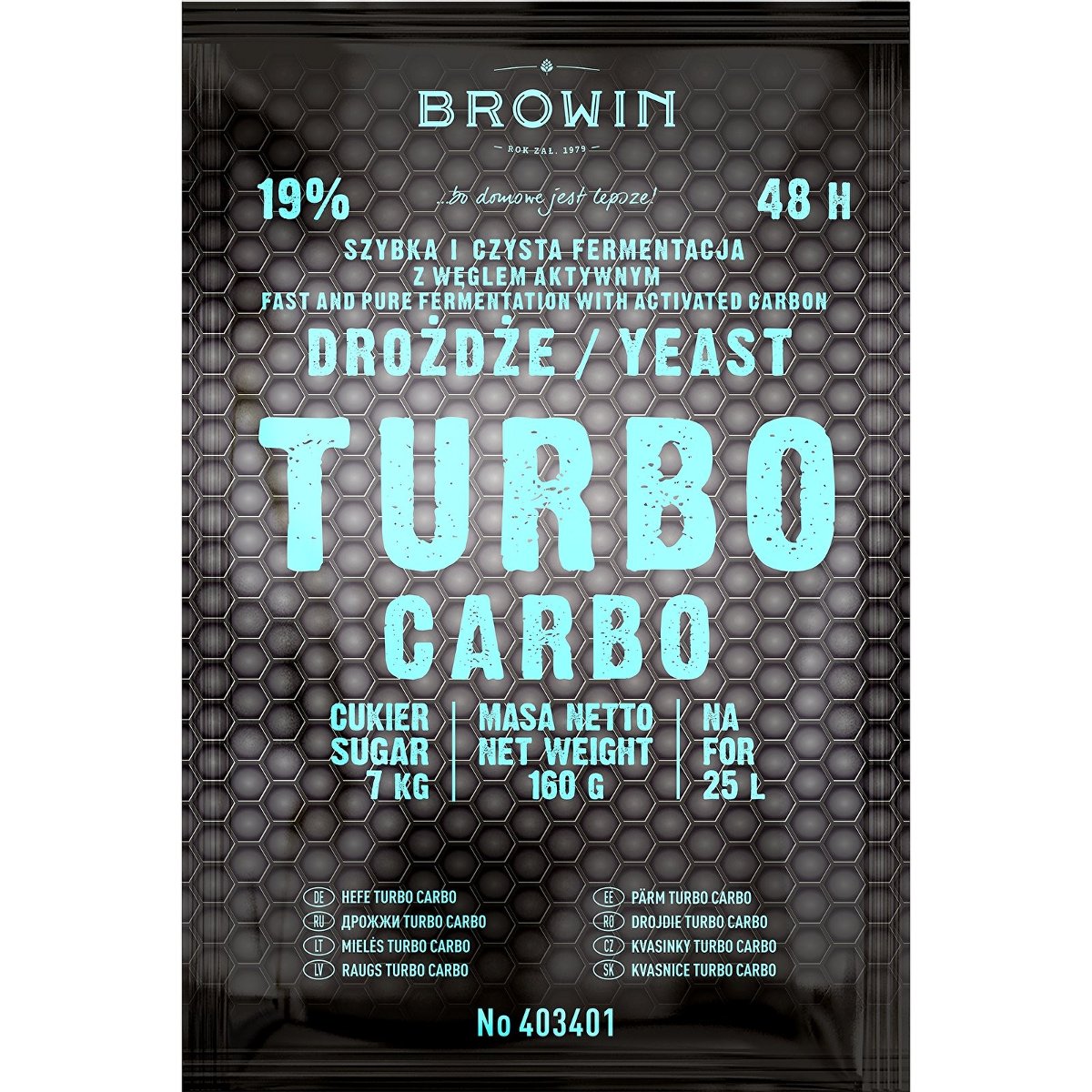 Browin Drożdże Turbo Carbo 160g 48 h