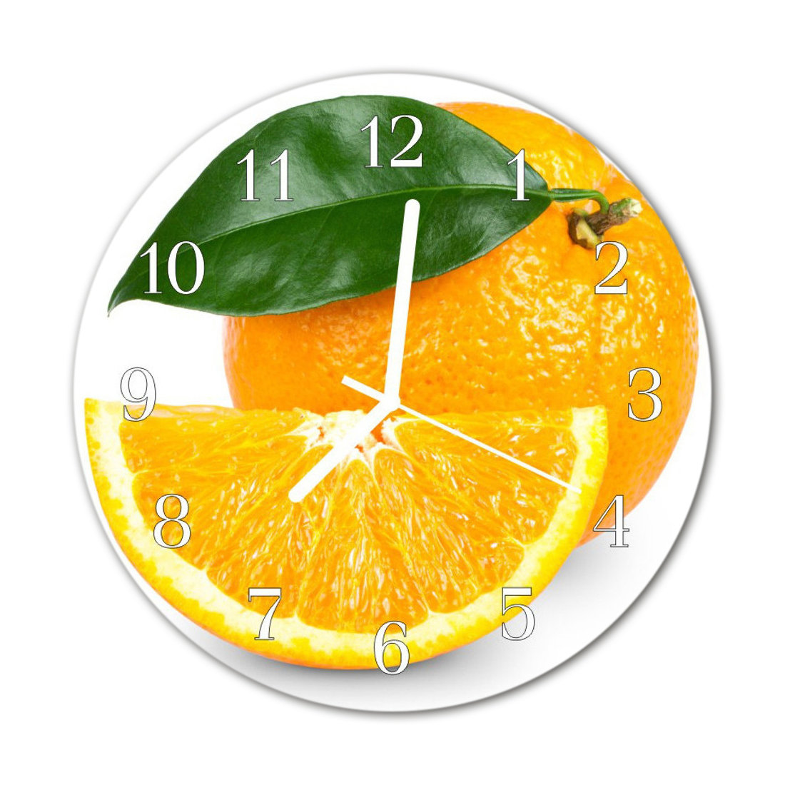 Zegar na szkle na ścianę Okrągły Pomarańcze Owoc