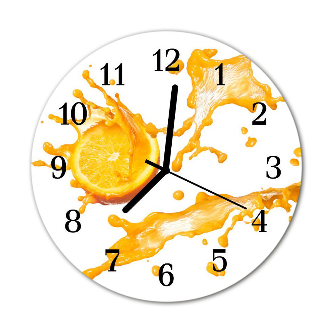 Zegar na szkle ścienny Okrągły Sok pomarańczowy
