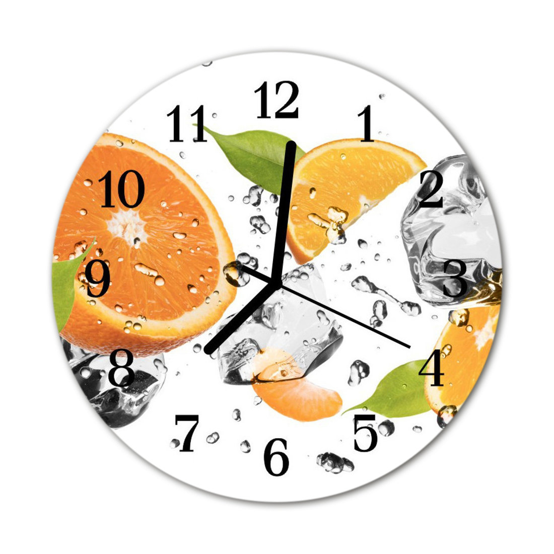 Zegar na szkle na ścianę Okrągły Pomarańcze Owoc