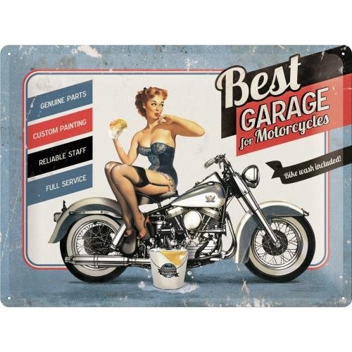 Nostalgic-Art 23142 Biker kroki Corner Best Garage, tabliczka blaszana, 30 x 40 cm, niebieski 23142