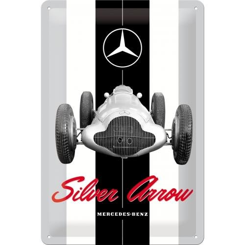Art Nostalgic 22275 Mercedes-Benz Silver Arrow | retro tabliczka blaszana tabliczka | Vintage-|-dekoracja ścienna | metalowe | 20 x 30 cm 22275