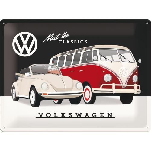 Art Nostalgic 23255 Volkswagen VW Meet the Classics | retro tabliczka blaszana tabliczka | Vintage-|-dekoracja ścienna | metalowe | 30 x 40 cm 23255