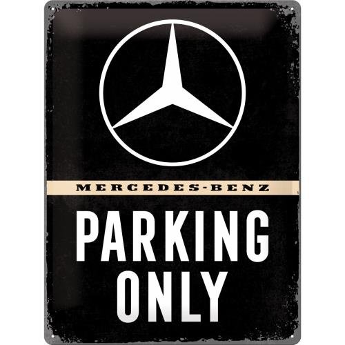 Art Nostalgic 23262 - Mercedes-Benz - Parking Only, blaszana tabliczka retro, tabliczka w stylu vintage, dekoracja ścienna, metal, 30x40 cm 23262