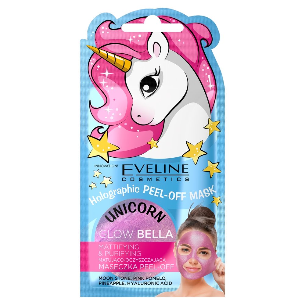 Eveline Cosmetics Holographic Peel-Off Mask Unicorn Matująco-oczyszczająca maseczka peel-off 7.0 ml