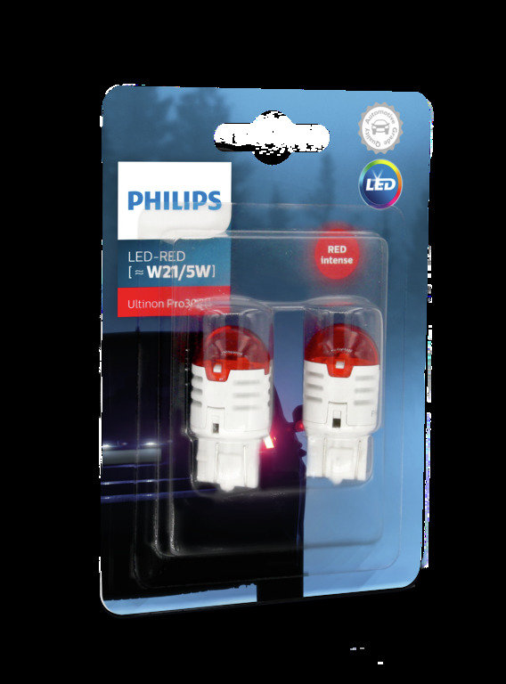 Żarówki LED PHILIPS W21/5 Ultinon Pro3000 SI (2 sztuki) czerwone