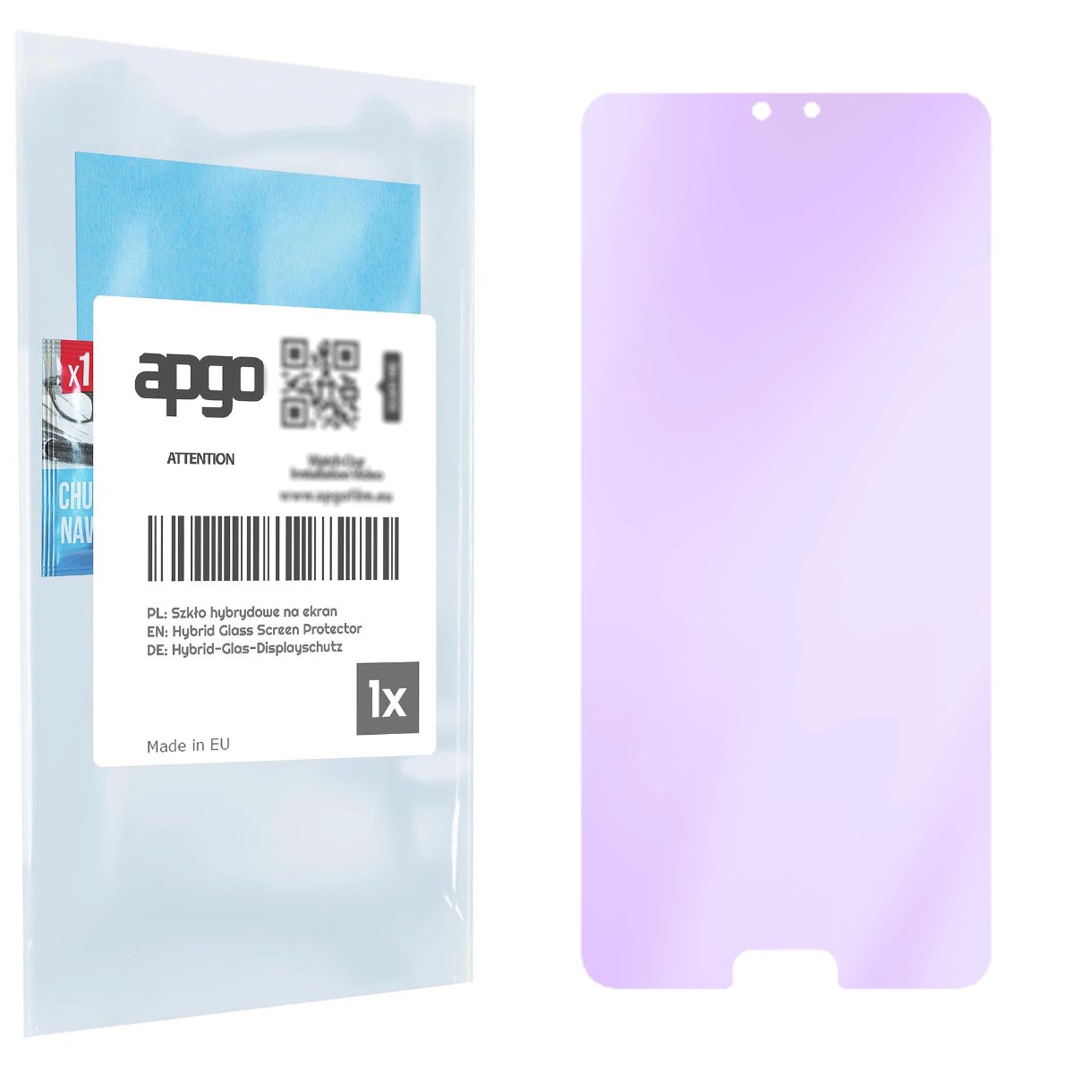 Szkło ochronne na ekran Hybrydowe 9H z filtrem ANTI-BLUE zamiennik hartowanego do Huawei P20 - apgo hybrid ANTI-BLUE Flexible Hybrid Glass nie...