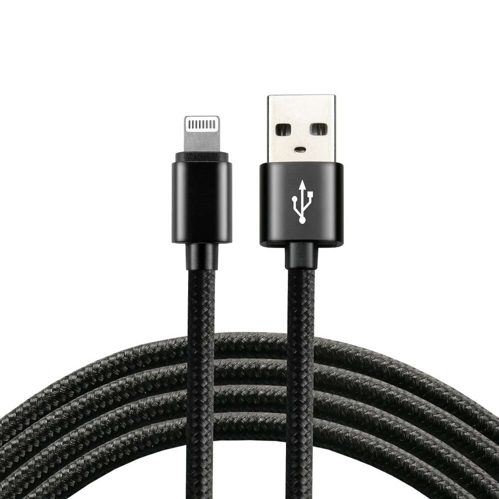 everActive Kabel przewód pleciony USB Lightning iPhone everActive CBB-2IB 200cm z obsługą szybkiego ładowania do 2,4A czarny CBB-2IB