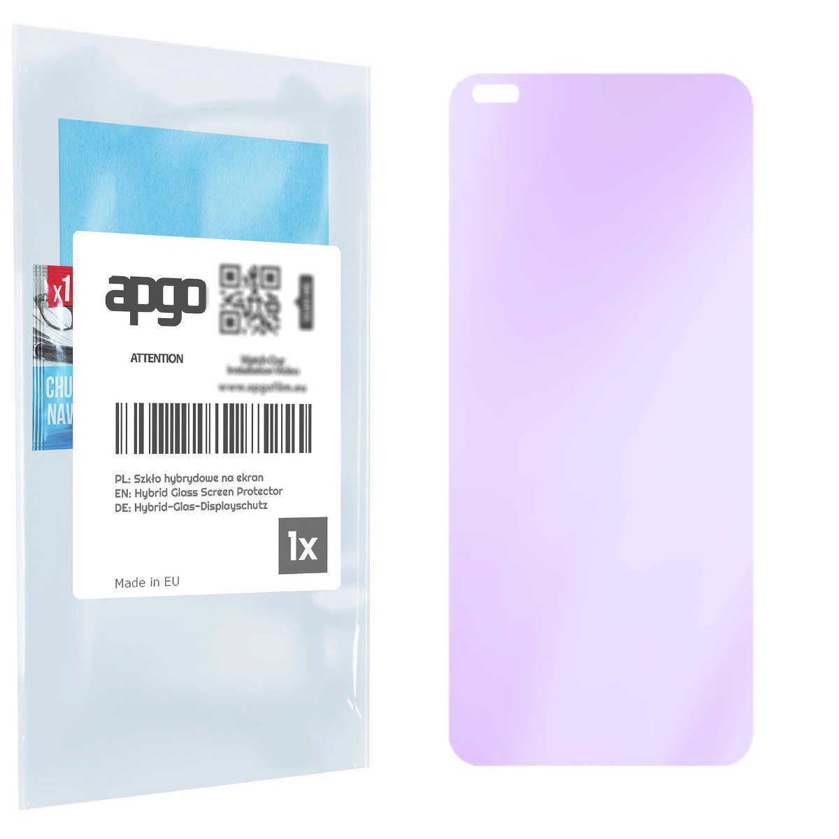 Szkło ochronne na ekran Hybrydowe 9H z filtrem ANTI-BLUE zamiennik hartowanego do Oppo Reno4 Lite - apgo hybrid ANTI-BLUE Flexible Hybrid Glass...