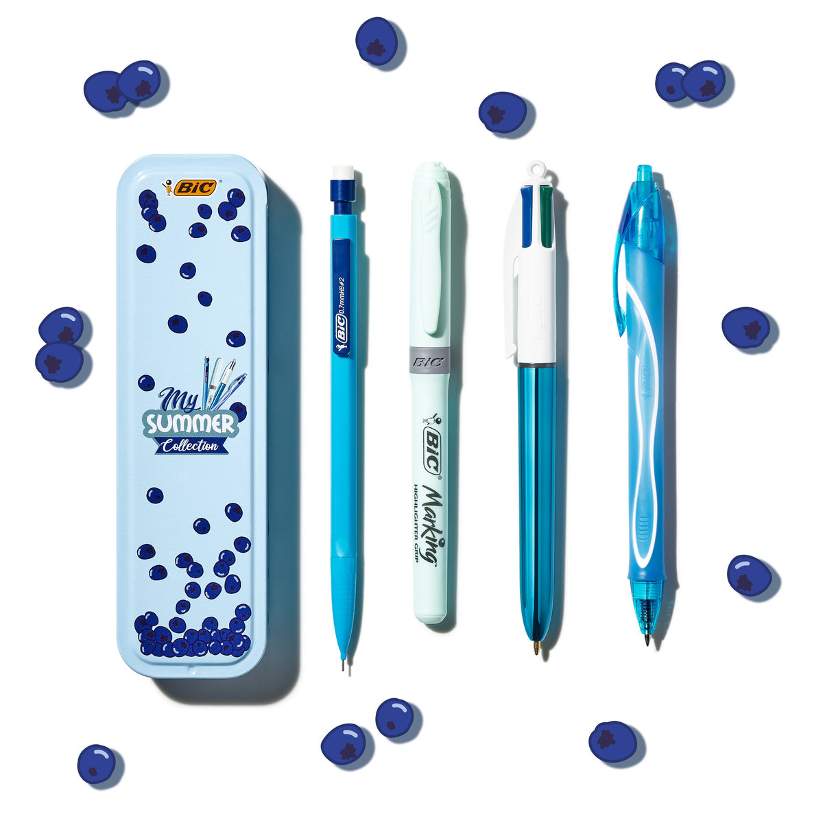 BIC, zestaw przyborów piśmienniczych, Summer Blue, 4 sztuki