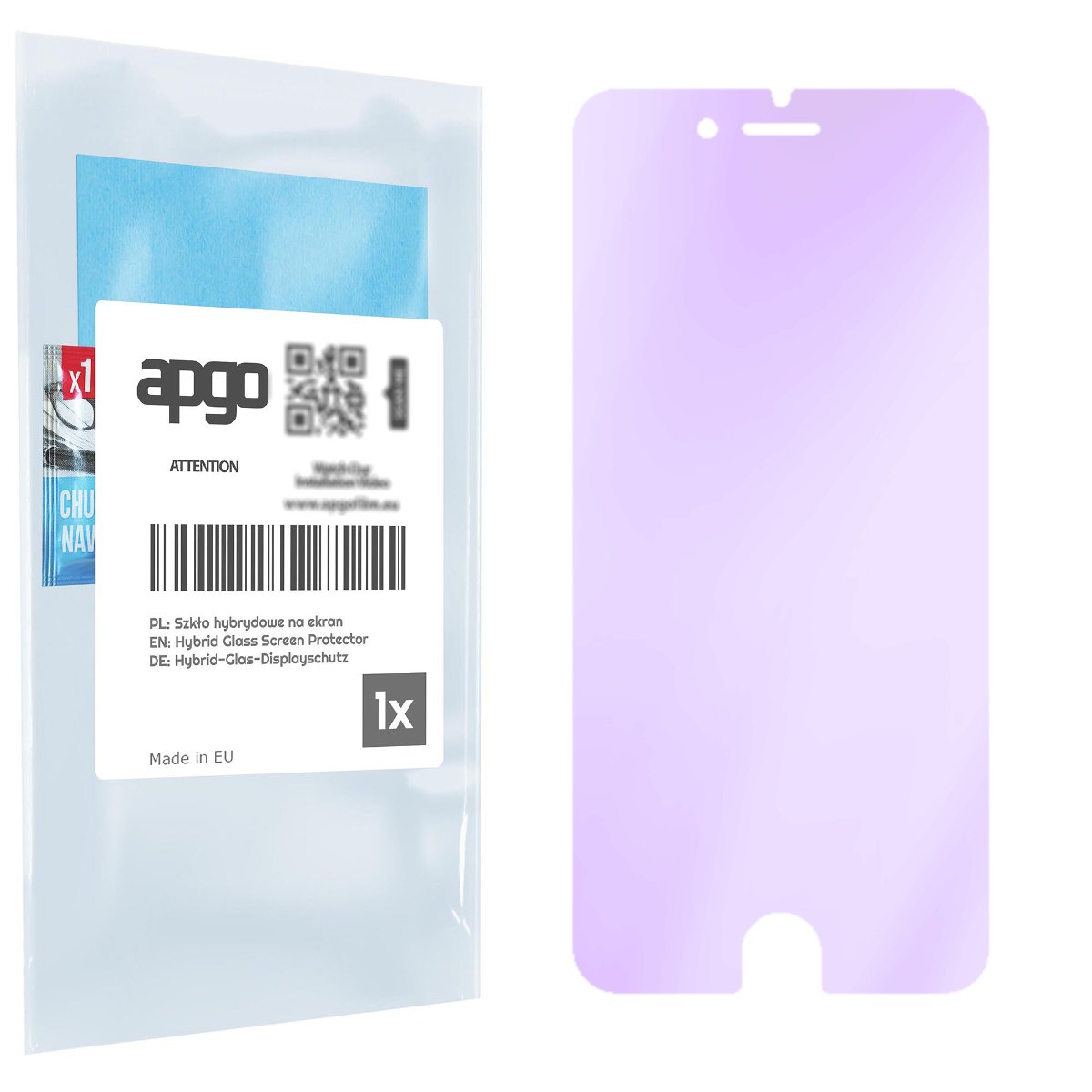 Szkło ochronne na ekran Hybrydowe 9H z filtrem ANTI-BLUE zamiennik hartowanego do Apple iPhone 6s - apgo hybrid ANTI-BLUE Flexible Hybrid Glass...