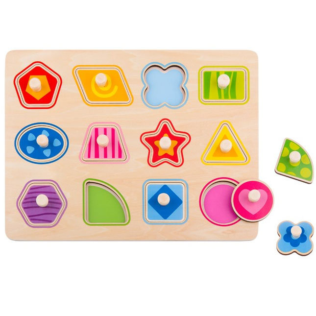 Tooky Toy TOOKY TOY Puzzle Układanka Nauka Kształtów z Pinezkami Figury Kształty