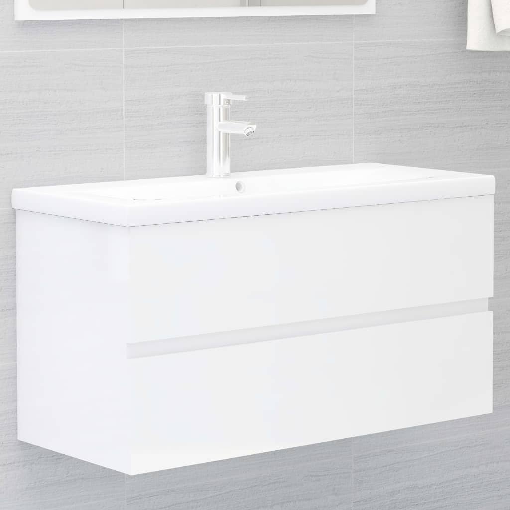 VidaXL Lumarko Szafka pod umywalkę, biała, wysoki połysk, 90x38,5x45 cm, płyta 804761 VidaXL