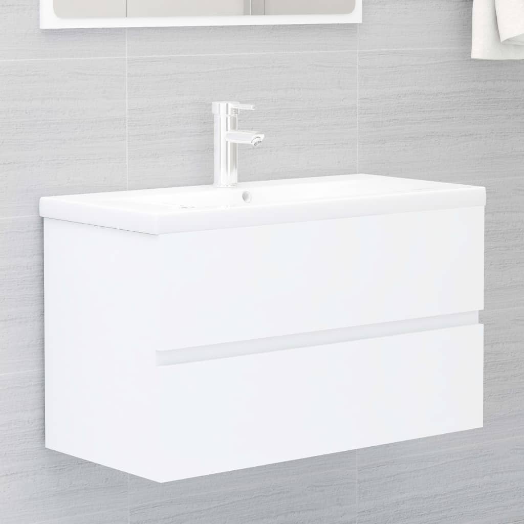 vidaXL Szafka pod umywalkę, biała, 80x38,5x45 cm, płyta wiórowa vidaXL