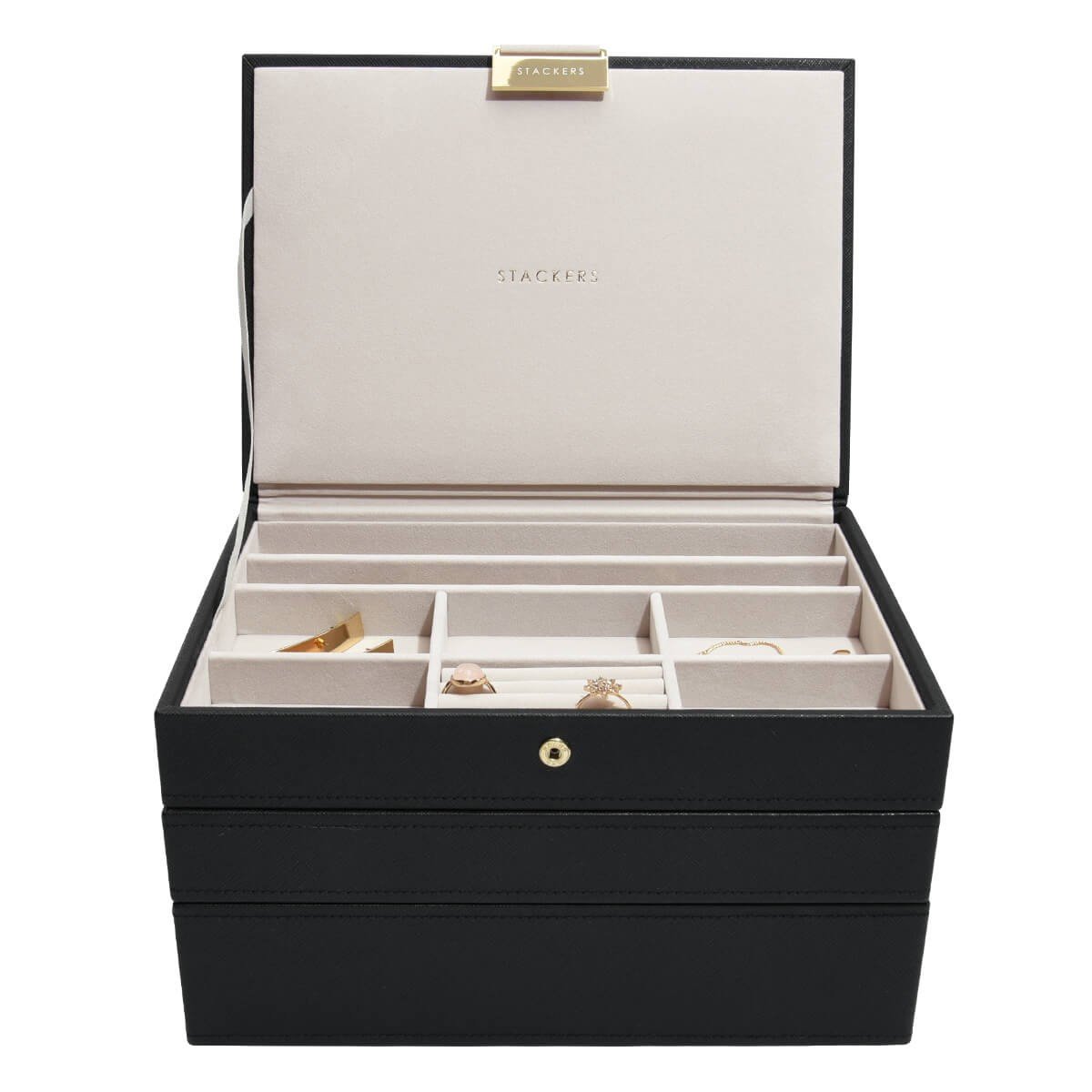 Pudełko na biżuterię, potrójne (czarne) Classic Stackers