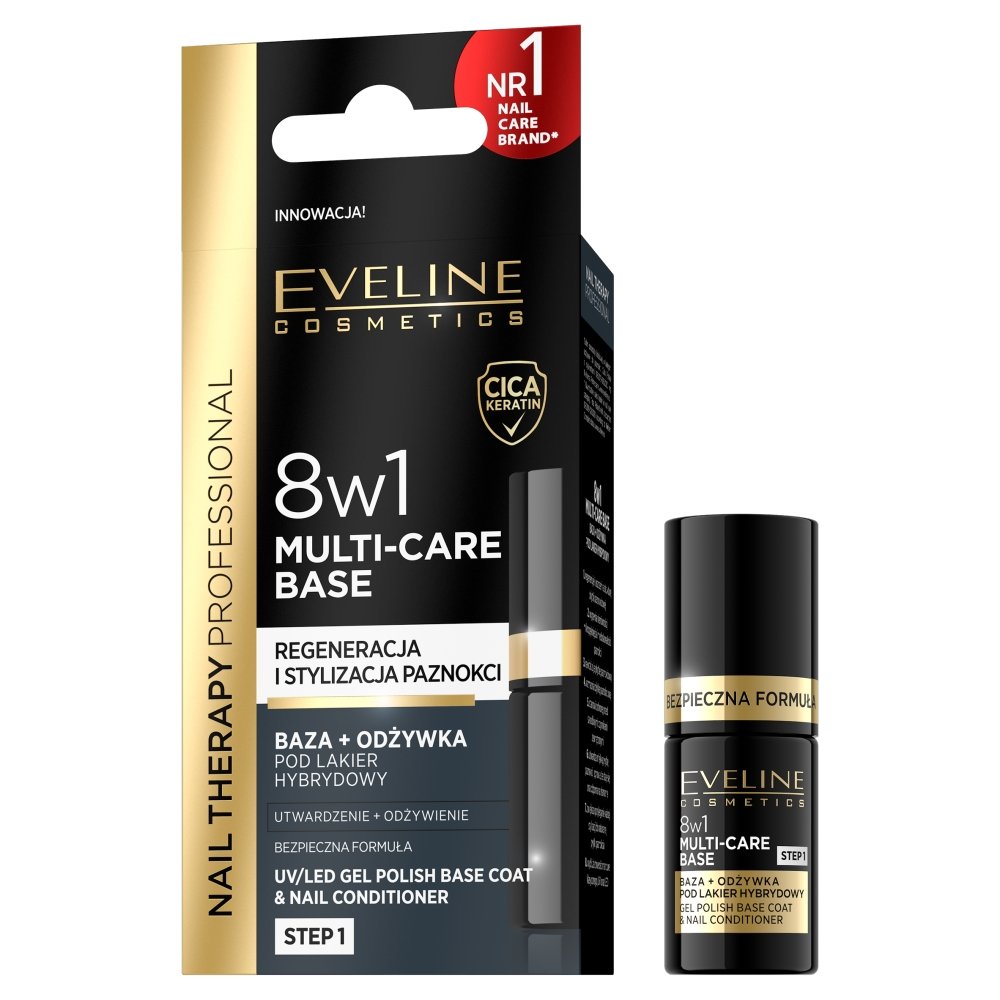 Eveline Cosmetics Nail Therapy Professional 8w1 Multi-Care Base baza + odżywka do paznokci pod lakier hybrydowy 5ml