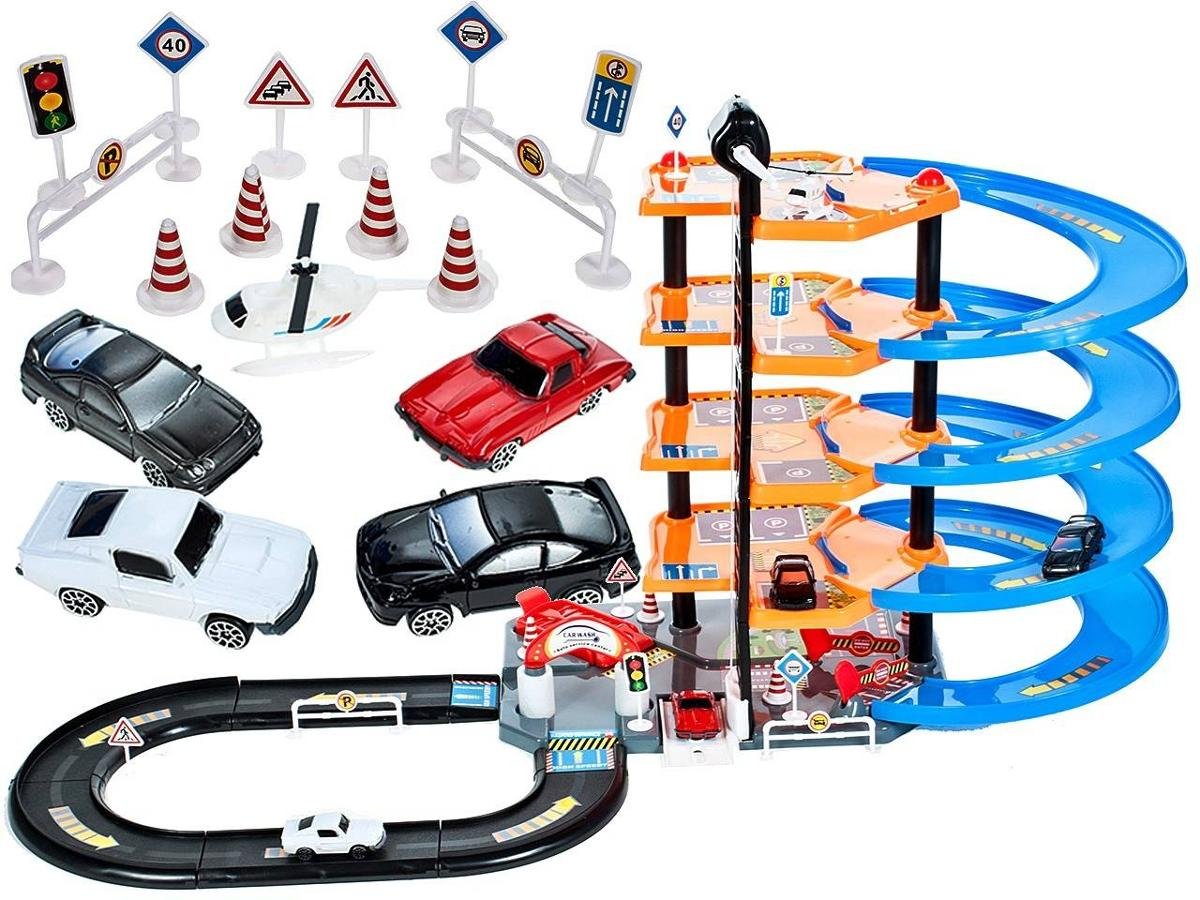 Lt40 Parking 4 Piętrowy Tor Samochodowy Garaż Zjeżdżalnia 5 Pojazdów