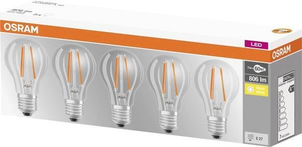 Osram Lamps LED Base Classic A 60  E27  5er Pack