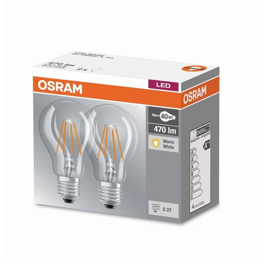 Osram Żarówka LED 4052899972155 E27 4 W = 40 W 470 lm 2700 K ciepła biel 230 V 15000 h 2 szt